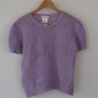 Agnès b. Paris Lila Mohair Karışımlı Kısa Kollu Triko – Made in France (Beden 3)