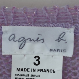 Agnès b. Paris Lila Mohair Karışımlı Kısa Kollu Triko – Made in France (Beden 3)