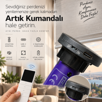 Sarjlı Stor Perde Motoru + Kumanda