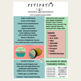 Pati & Burun Kremi 50 gr - Doğal Yalanabilir Kedi & Köpek Bakım Balmı