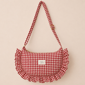 Kırmızı kareli ruffle Bag