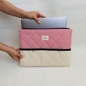 Kırmızı pötikare Laptop/Evrak çantası