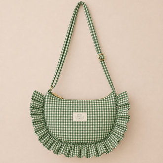 Yeşil kareli Ruffle Bag