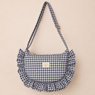 Mavi kareli ruffle bag