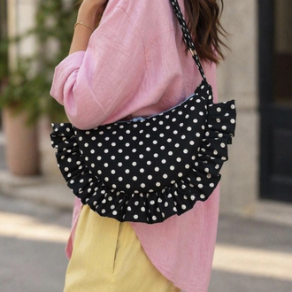 Puantiyeli ruffle Bag