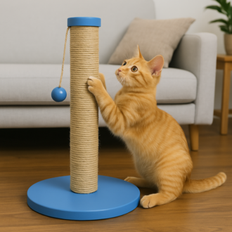 Petody Ocean – 50 cm Renkli Kapaklı Doğal Jüt Kedi Tırmalama Direği