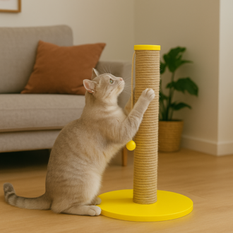 Petody Sunny – 50 cm Renkli Kapaklı Doğal Jüt Kedi Tırmalama Direği