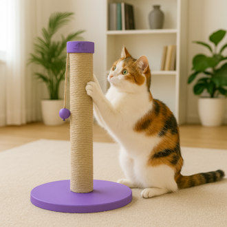 Petody Orchid – 50 cm Renkli Kapaklı Doğal Jüt Kedi Tırmalama Direği