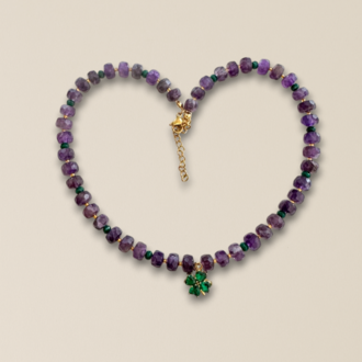 Amethyst Étoile Doğal Taş Çelik Kolye