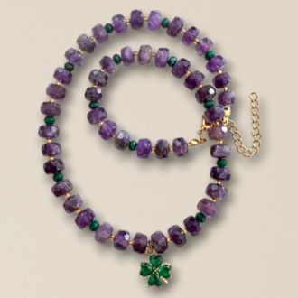 Amethyst Étoile Doğal Taş Çelik Kolye