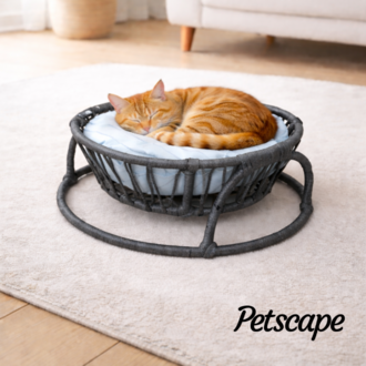 Petscape Yumuşak Minderli Hasır Kedi Köpek Yatağı Doğal Rattan Tasarım
