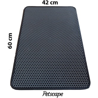 Petscape Elekli Kedi Tuvaleti Önü Paspası–Çift Katmanlı Sert Plastik 60x42cm