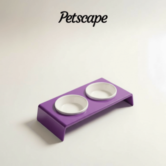Petscape 2'li Yükseltilmiş Seramik Renkli Standlı Kedi Köpek Mama Su Kabı