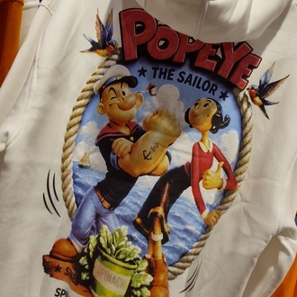 Popeye Oversize Unisex Kapüşonlu Sweatshirt – beyaz