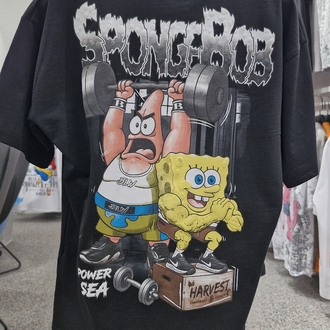 Çocuk SpongeBob & Patrick Baskılı Tişört | Siyah Street Fitness Style