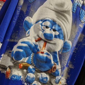 Phazz The Smurfs Baskılı Oversize Unisex Tişört – %100 Pamuk Streetwear