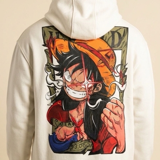 One Piece Luffy Baskılı Oversize Hoodie – Unisex