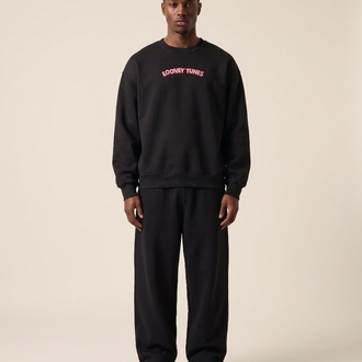 Looney Tunes Karakter Baskılı Oversize Sweatshirt – Siyah