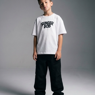Çocuk Sunger Bob Grafik Baskılı Oversize Tişört – Turuncu Streetwear Model
