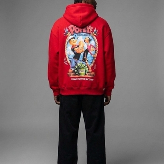 Popeye Oversize Unisex Kapüşonlu Sweatshirt – Kırmızı