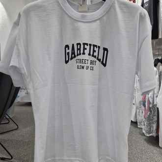 Çocuk Garfield Baskılı Tişört | Beyaz Street Style Oversize