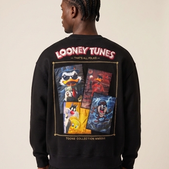 Looney Tunes Karakter Baskılı Oversize Sweatshirt – Siyah