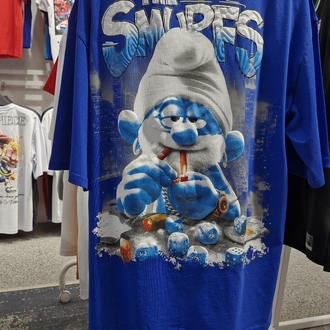 Phazz The Smurfs Baskılı Oversize Unisex Tişört – %100 Pamuk Streetwear