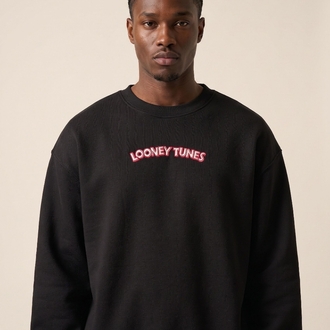 Looney Tunes Karakter Baskılı Oversize Sweatshirt – Siyah