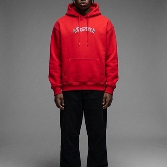 Popeye Oversize Unisex Kapüşonlu Sweatshirt – Kırmızı