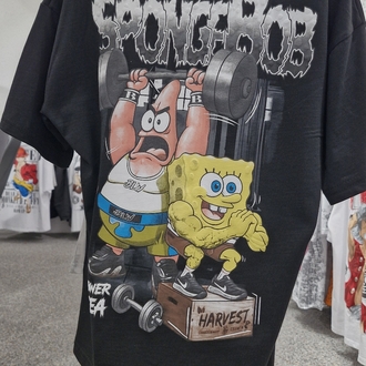 Çocuk SpongeBob & Patrick Baskılı Tişört | Siyah Street Fitness Style