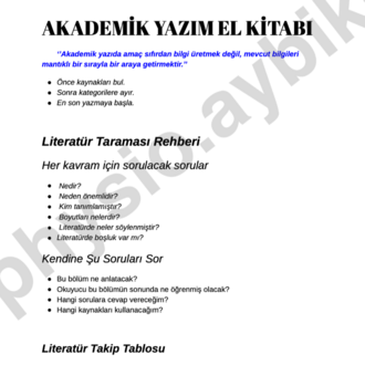 Akademik Yazım Başlangıç Paketi | PDF Rehber + Literatür Takip Tablosu