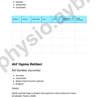 Akademik Yazım Başlangıç Paketi | PDF Rehber + Literatür Takip Tablosu