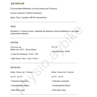 Akademik CV Şablonu 3 | Google Docs Düzenlenebilir