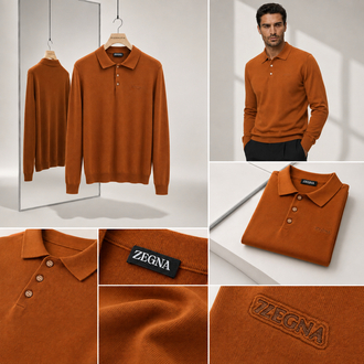 Zegna ince Dokulu Pamuk Polo Yaka Triko