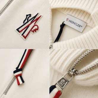 Moncler Kalın Örgülü Pamuk Yarım Fermuarlı Triko Kazak