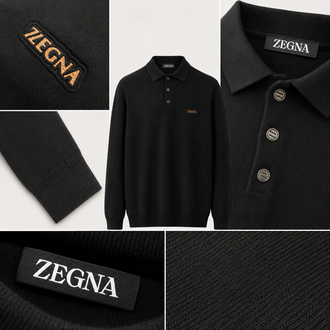 Zegna ince Dokulu Pamuk Polo Yaka Triko