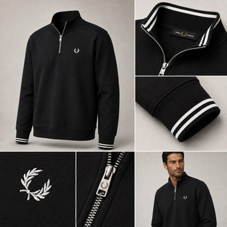 Fred Perry cotton Yarım fermuarlı Sweatshirt