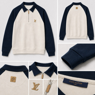 Louıs Vuıtton havlu kumaş Polo Yaka Sweatshirt ( İthal )