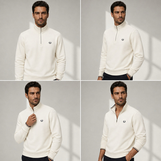 Fred Perry cotton Yarım fermuarlı Sweatshirt