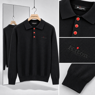 Kiton  ince Dokulu  Pamuk Polo Yaka Triko