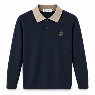 Brunello Cucinelli  rayon Polo Yaka Triko ( İthal ) Lacivert