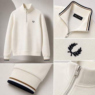 Fred Perry cotton Yarım fermuarlı Sweatshirt