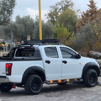 Isuzu Dmax Uyumlu Lazer Kesim Yan Çelik Basamak Kareli Model