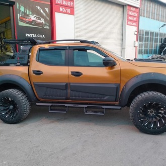 Nissan Navara Uyumlu Lazer Kesim Çelik Yan Basamak Çift Ayaklı