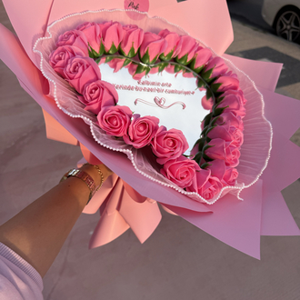 Aynalı buket (pembe )