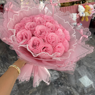 Pembe simli gül buketi