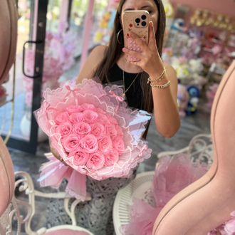 Pembe simli gül buketi