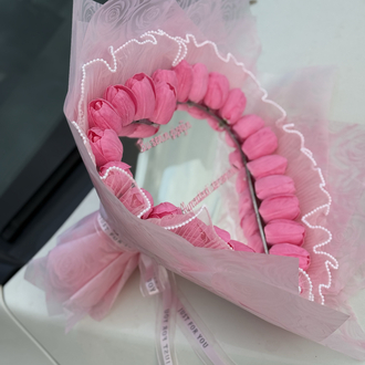 Aynalı lale buketi pembe 