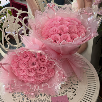 Pembe simli gül buketi