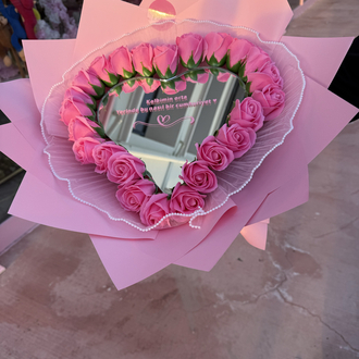 Aynalı buket (pembe )